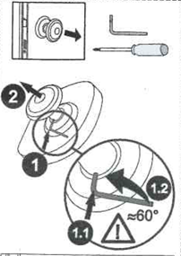 schéma indiquant les étapes à suivre pour démonter le bouton d'une porte d'entrée