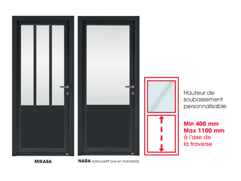 porte d'entrée vitrée avec soubassement modulable